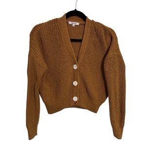 Madewell Size X-Small Gold Yellow Greywood Crop Cardigan Sweater Boho Casual